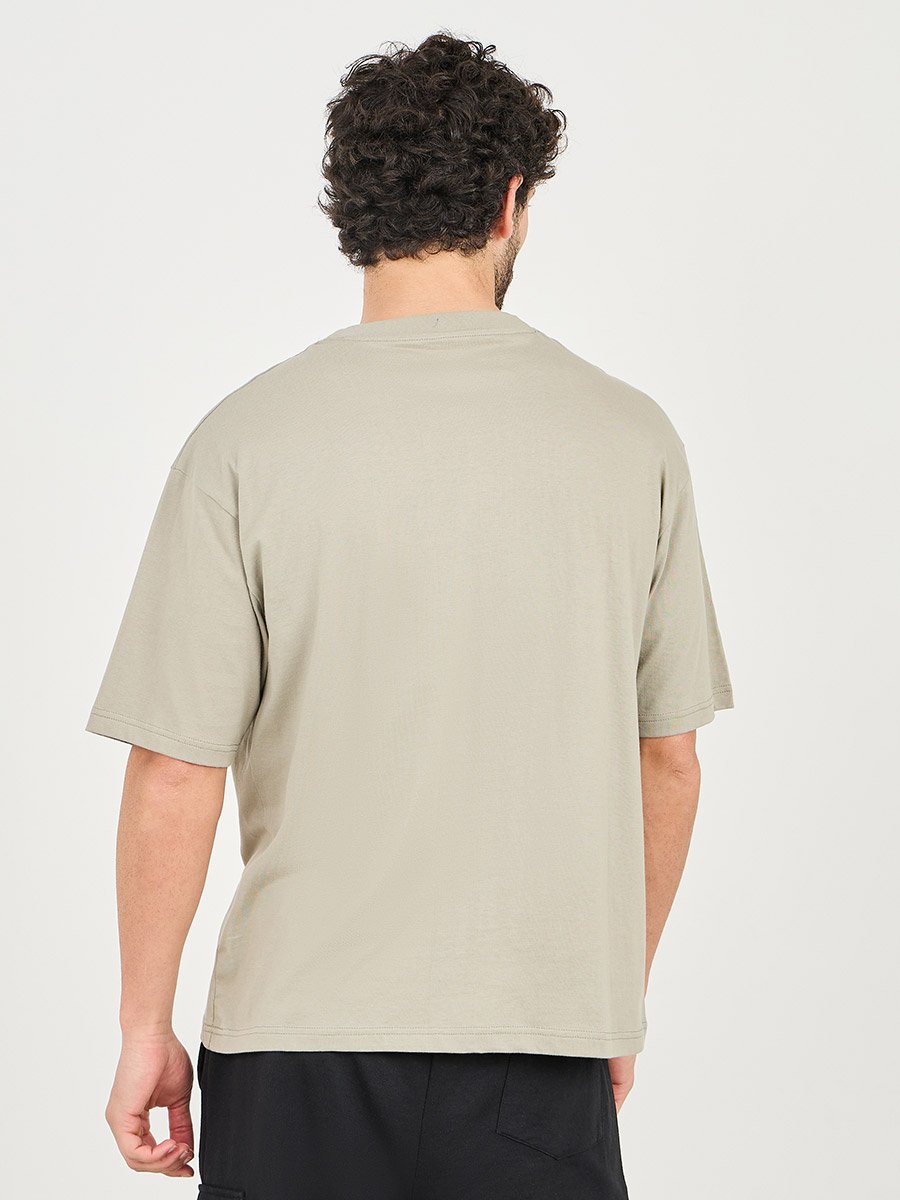 Minimal Embossed Print Oversized Cotton T-Shirt