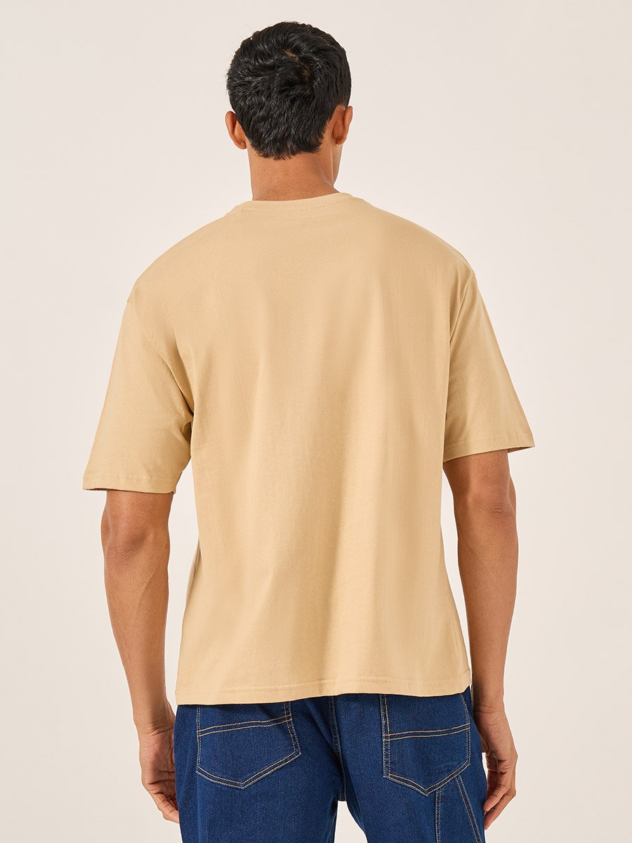 Embroidered Badge Detail Cotton Oversized T-Shirt