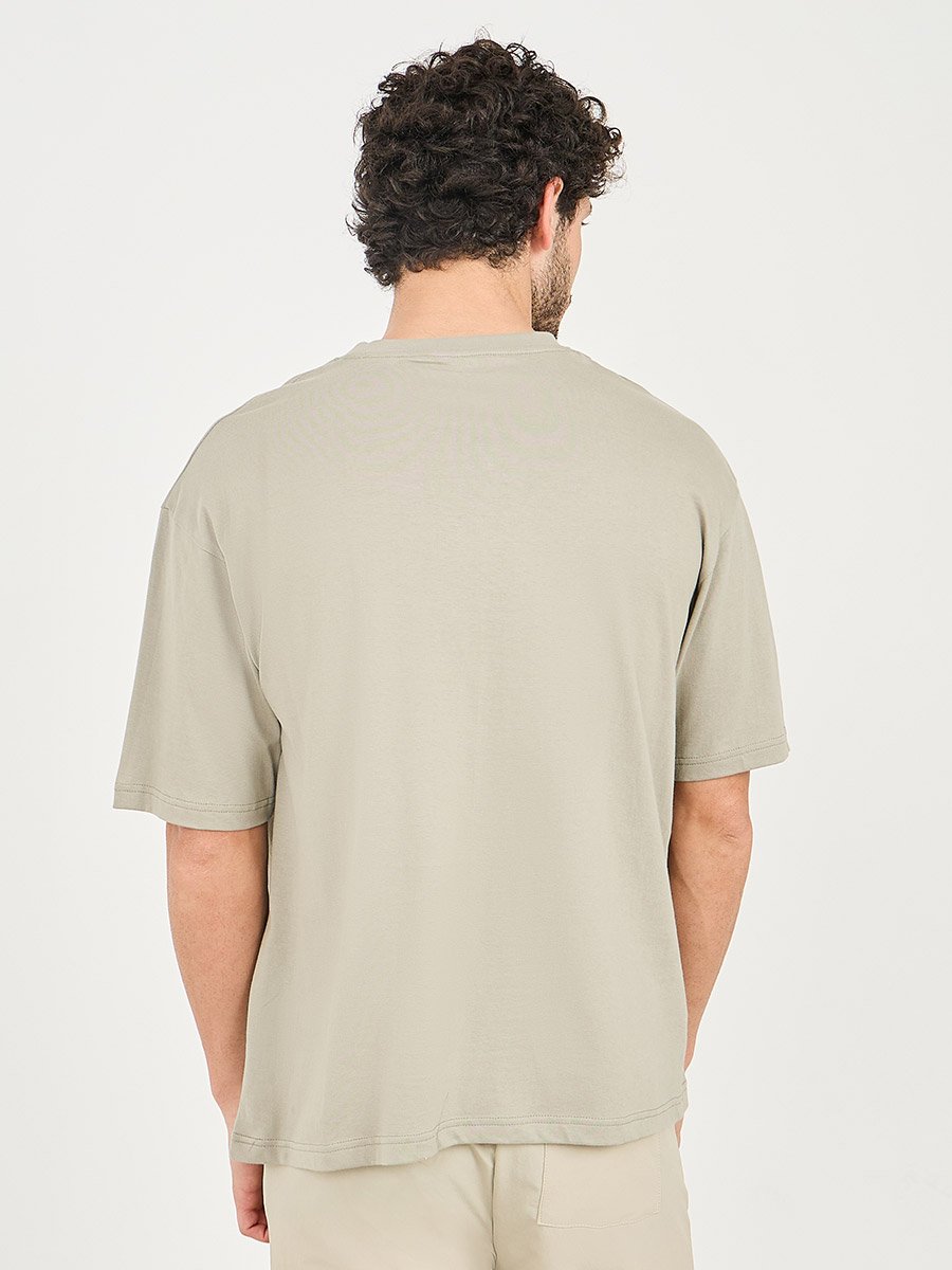 Embroidered Badge Detail Cotton Oversized T-Shirt