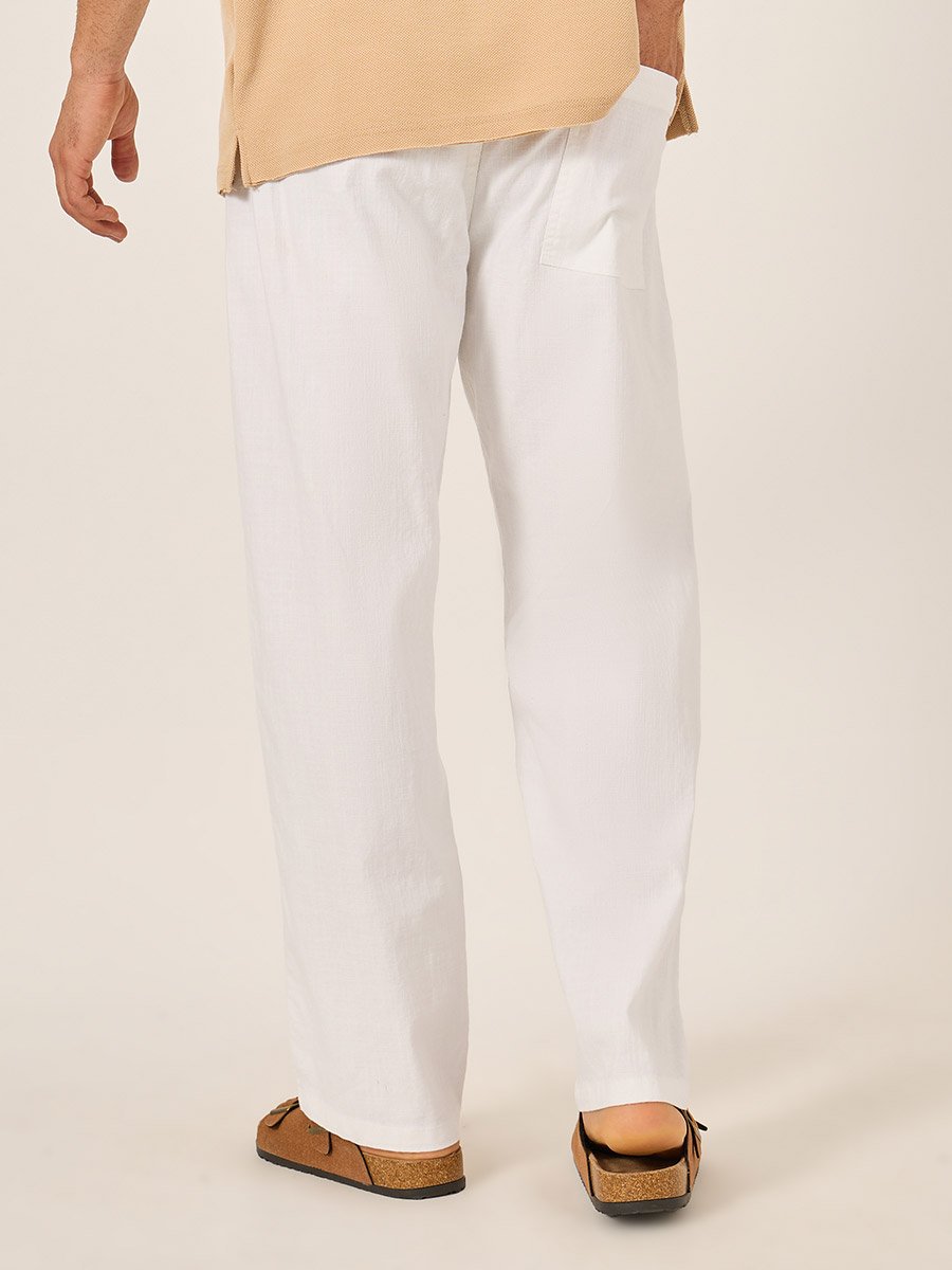 Slub Twill Relaxed Fit Pants with Drawcord Waistband