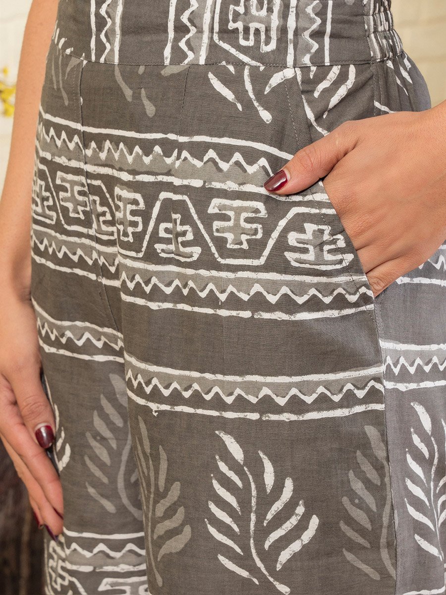 All Over Print Asymmetrical Hem Wrap Top and Pants Co-Ords