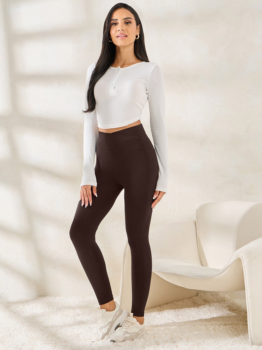 Criss-Cross Waistband Ankle Length Leggings