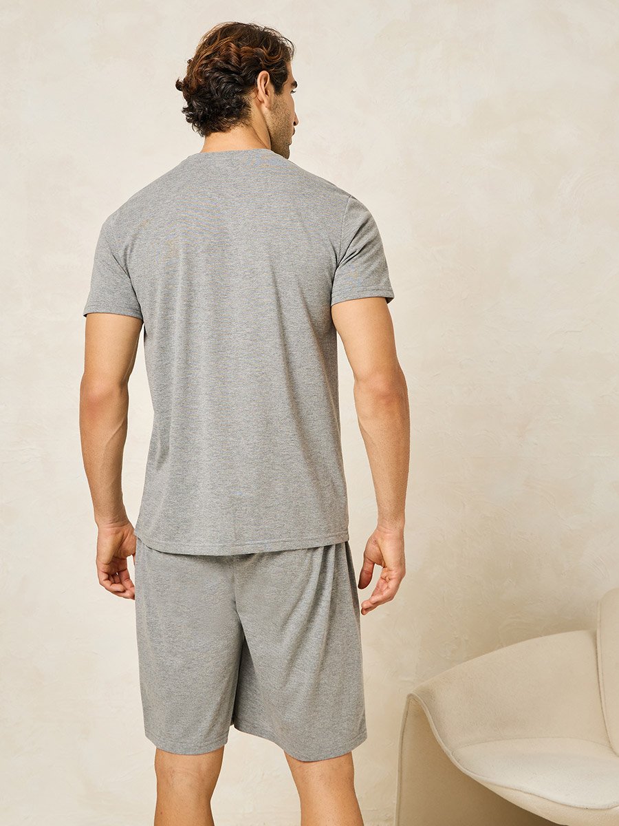 Graphic Print Crew Neck T-Shirt and Short Set