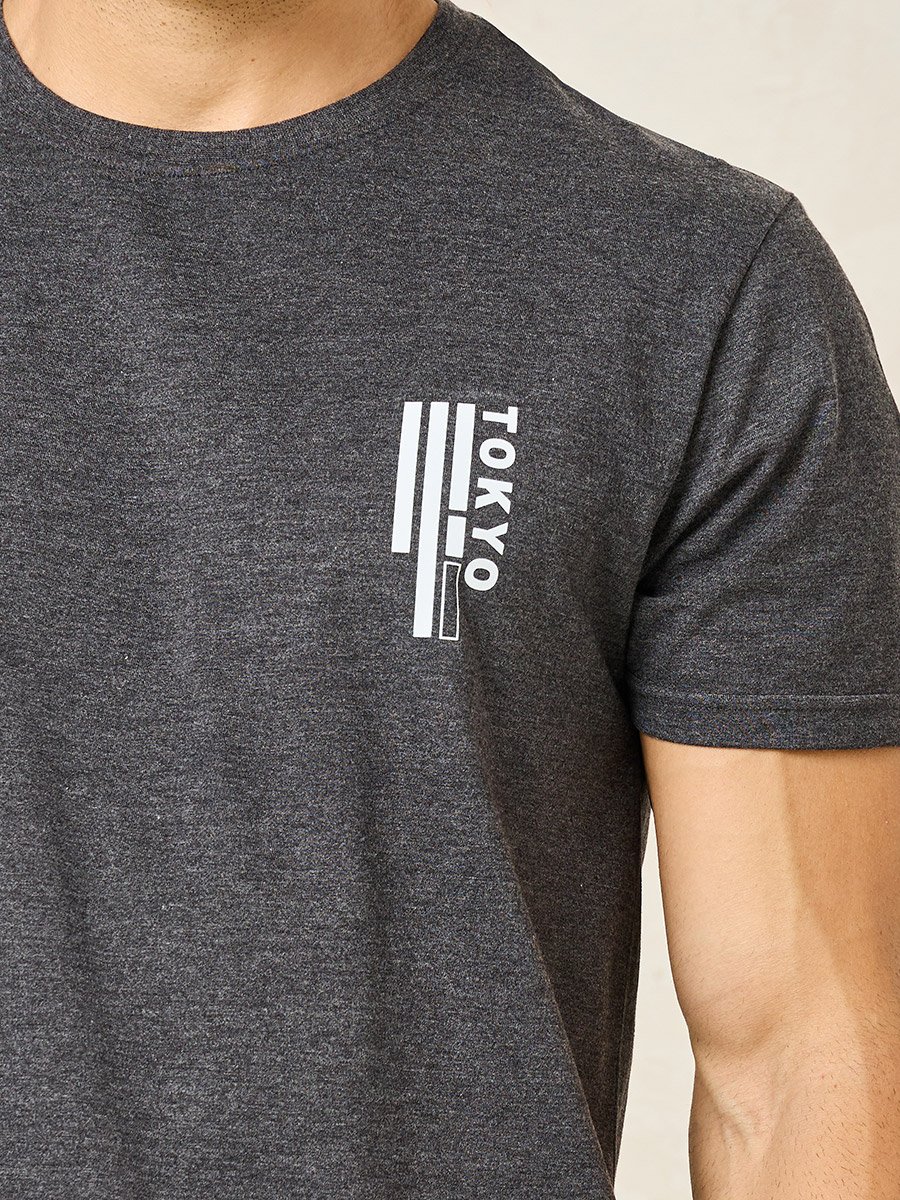 Tokyo Print Crew Neck T-Shirt and Open Hem Pyjama Set