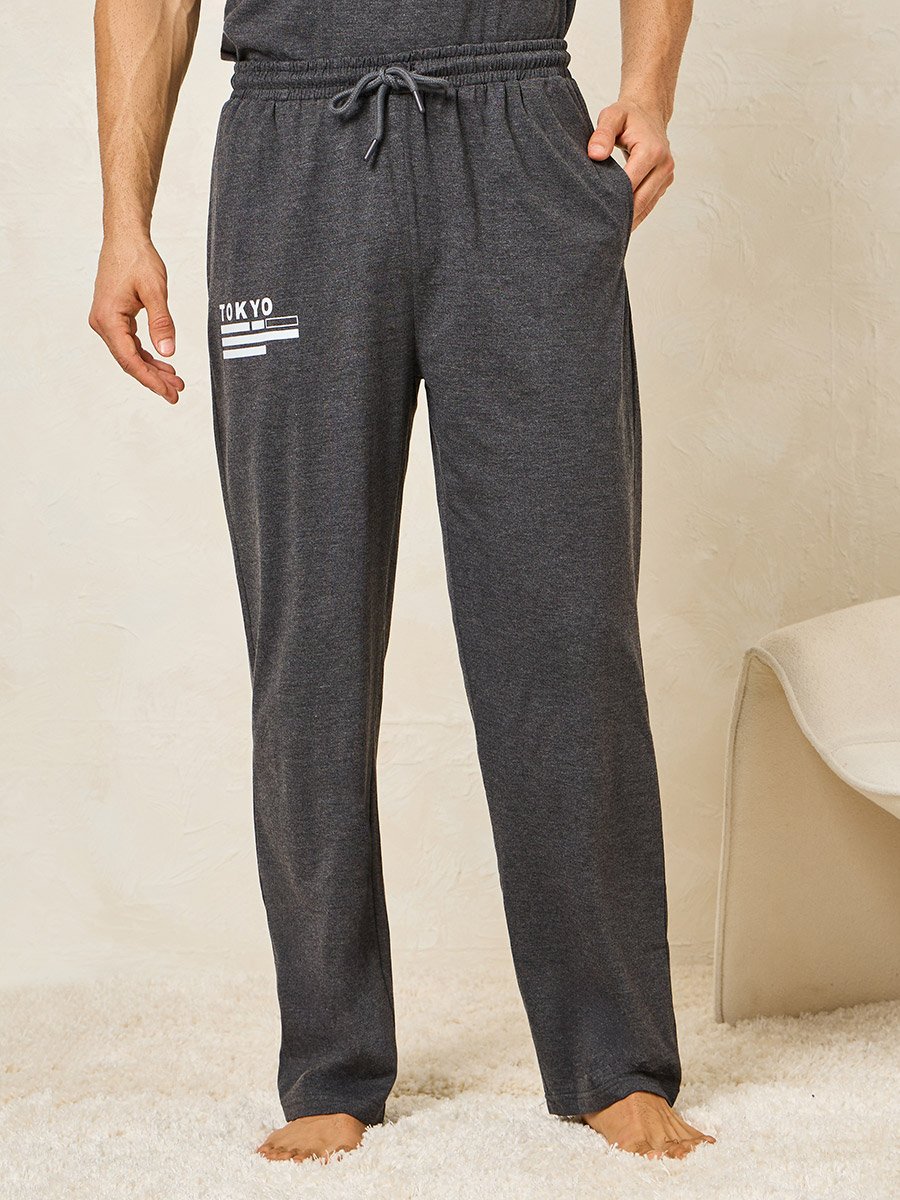 Tokyo Print Crew Neck T-Shirt and Open Hem Pyjama Set