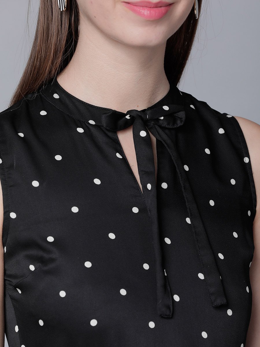 Polka Dot Print Fit and Flare Midi Dress