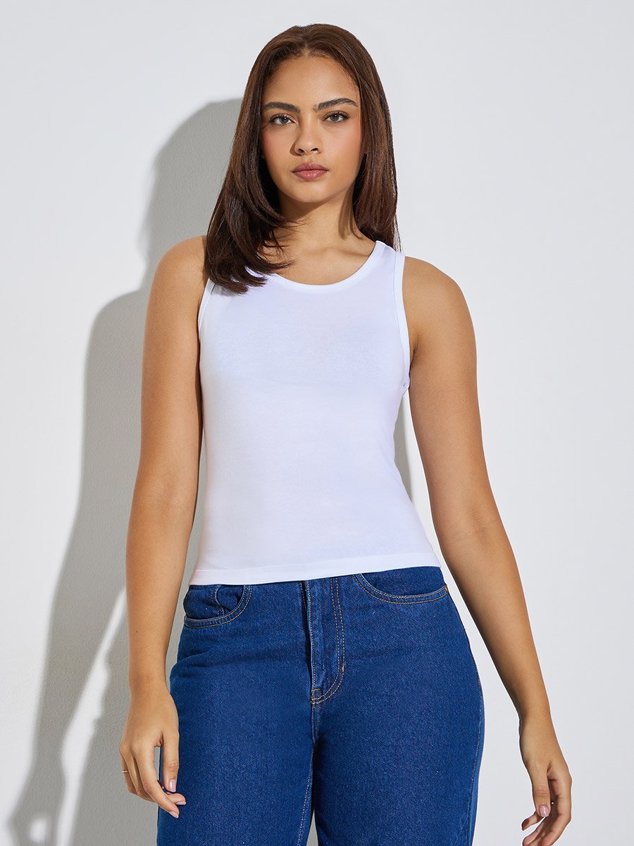 Pack of 2 - Cotton Lycra Sleeveless Tank