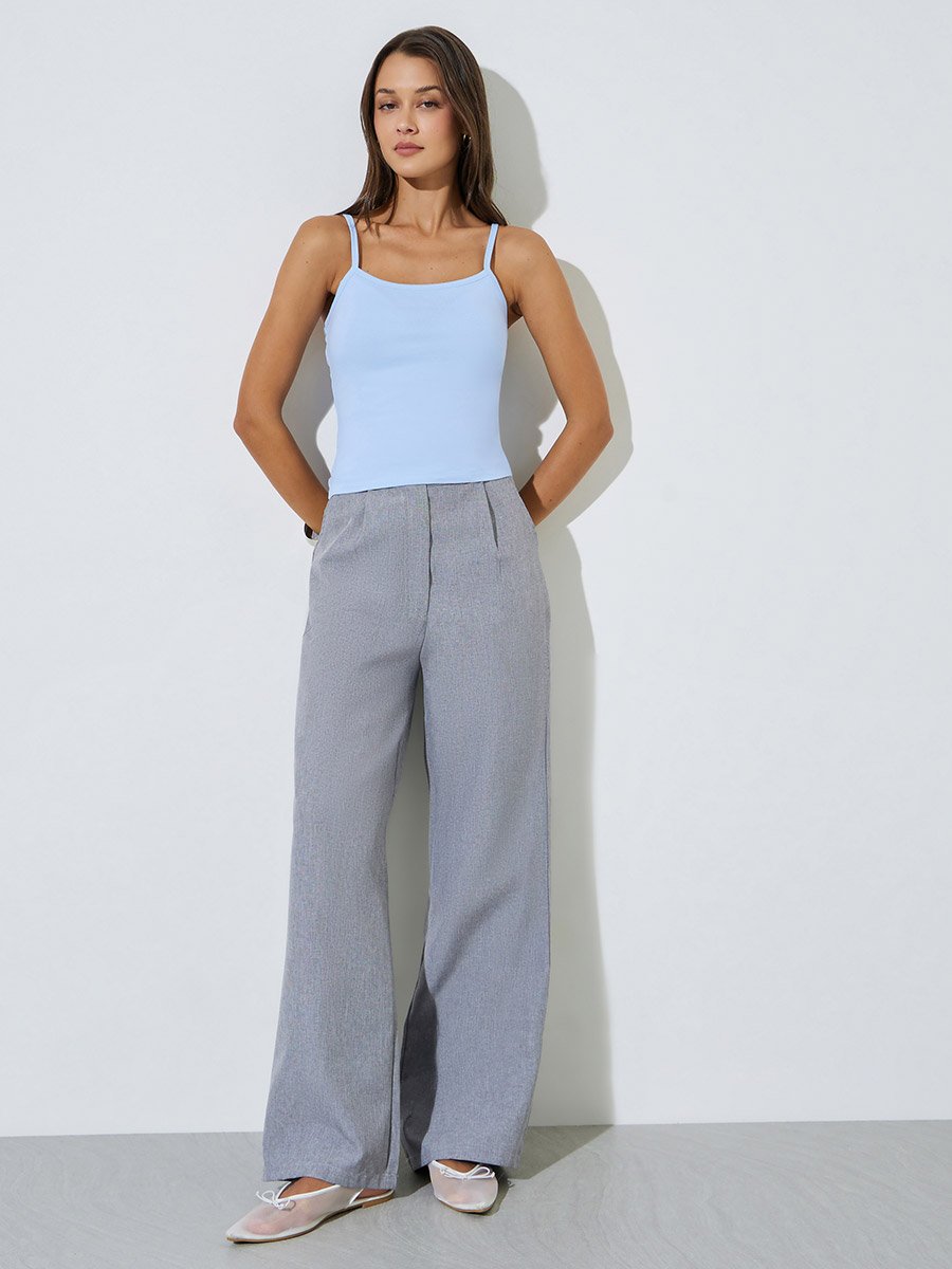 Fitted Solid Scoop Neck Strappy Tank