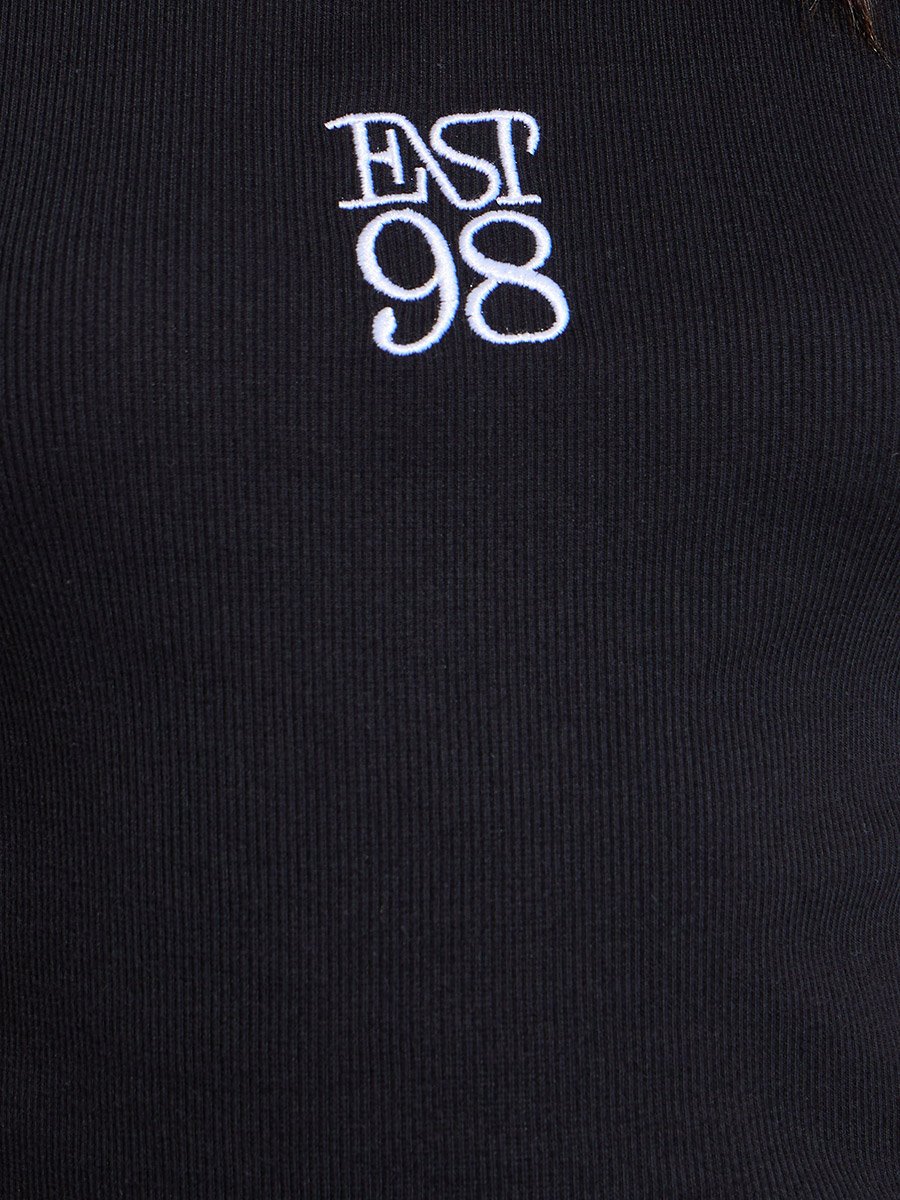Fitted Est 98 Embroidered Ribbed Tank