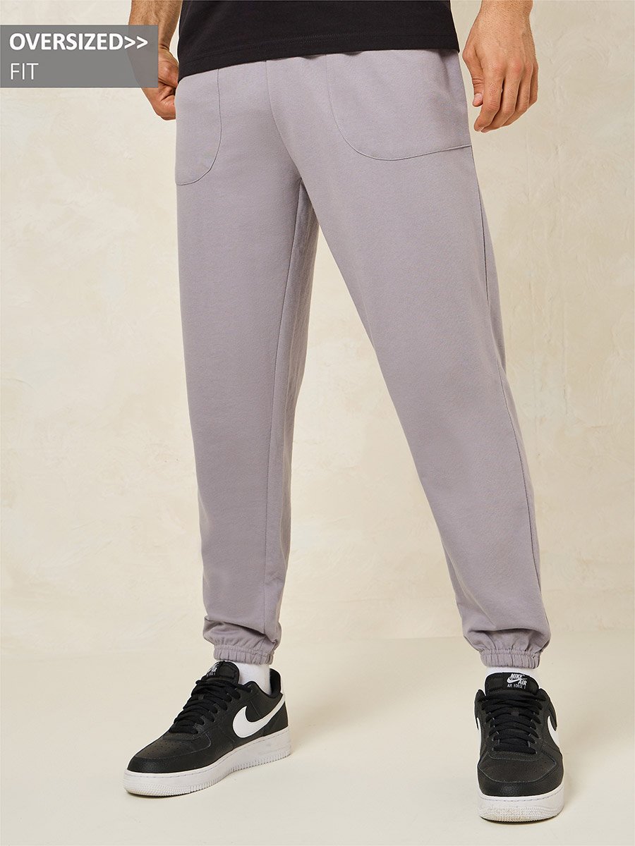 Oversized Terry Jogger with Panel Pocket and Elasticated Cuff