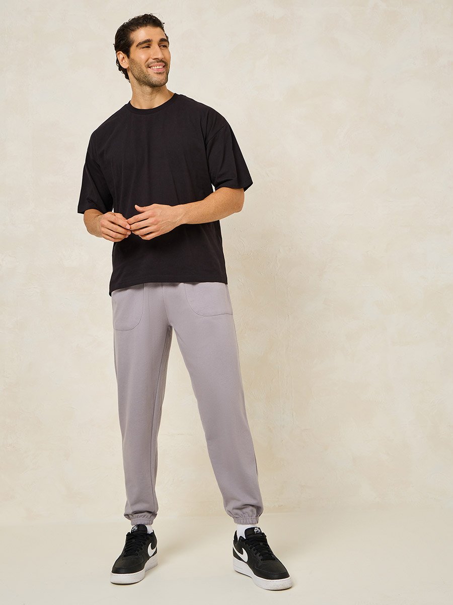 Oversized Terry Jogger with Panel Pocket and Elasticated Cuff