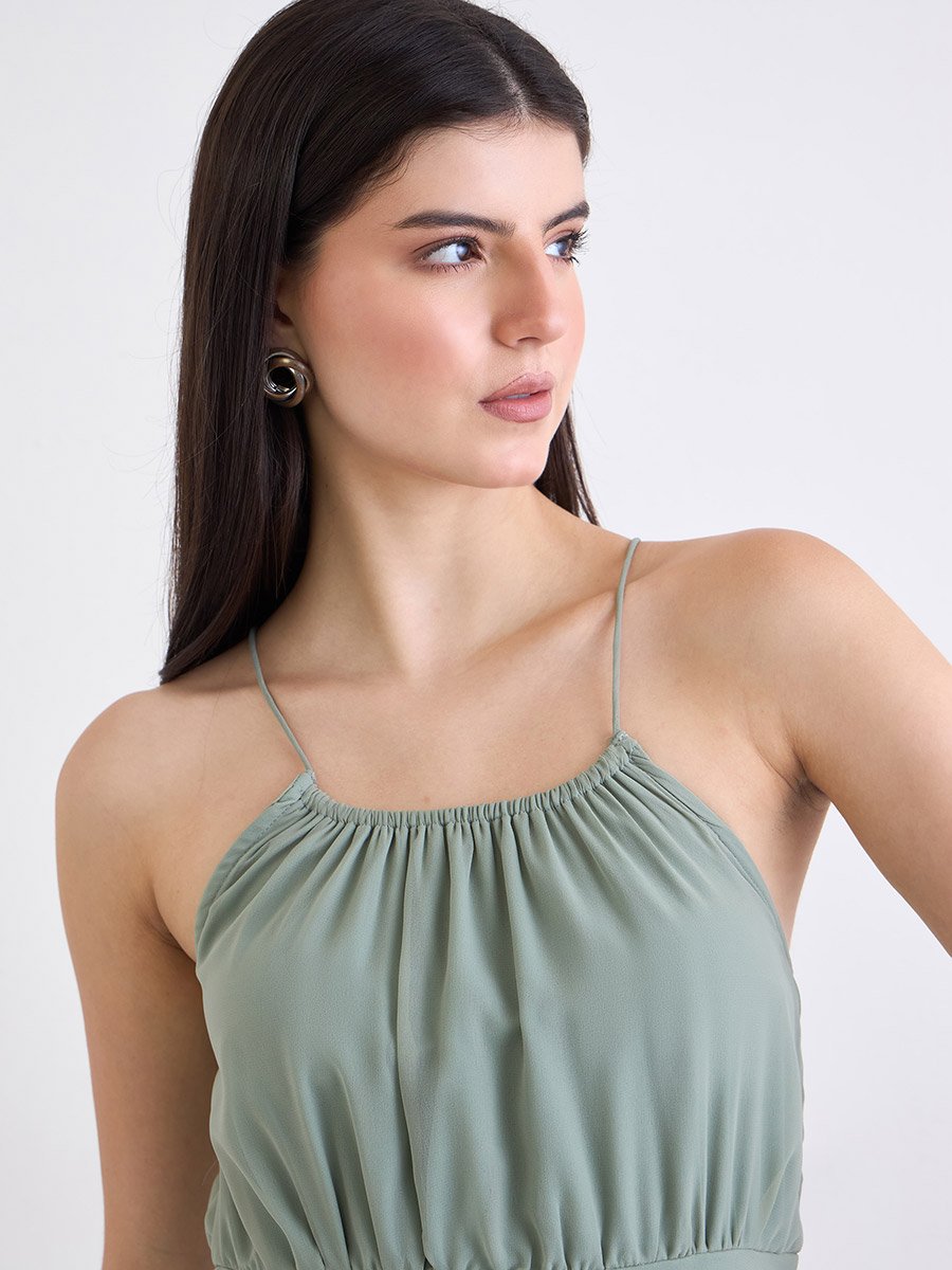 Green Strappy Maxi Dress For Women at Oman | Styli
