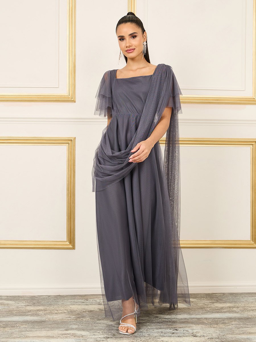 long sleeve dress pleated DaisySilk Womens Crew Neck Pleated 3/4 Sleeve Silk Maxi Dress Rose Pink / XL