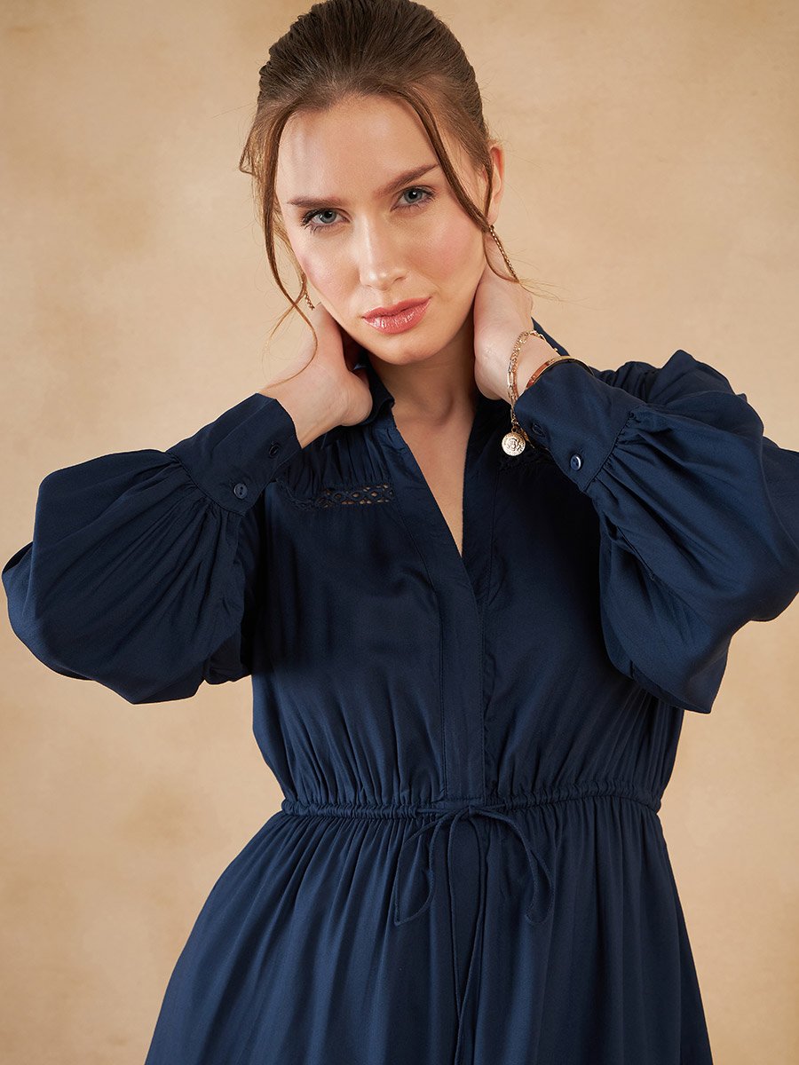 lace insert shirt dress SHEIN Button Front Lace Insert Shirt Dress