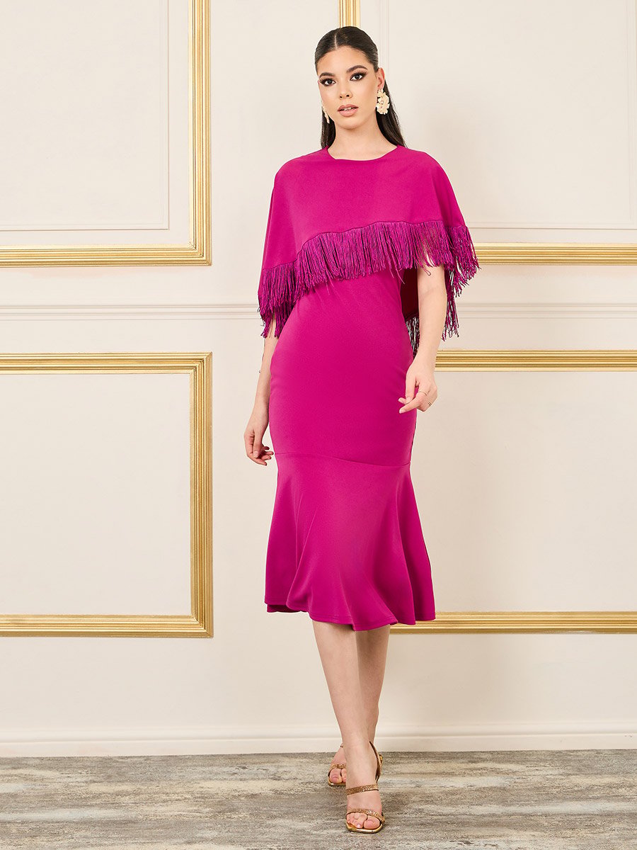 knee length dresses for ladies Black Ruffle Sleeve Mermaid Hem Maternity Midi Dress – PinkBlush main image 0