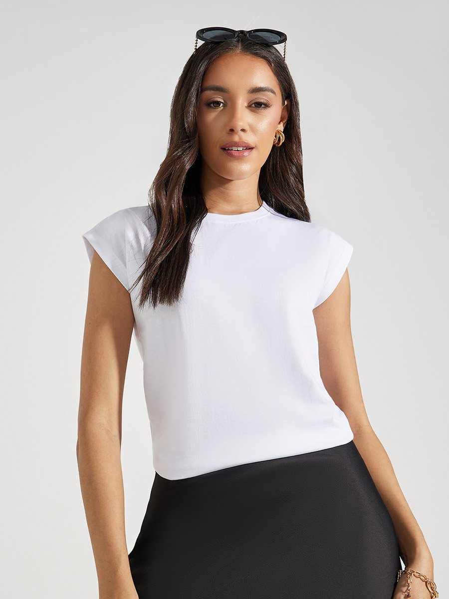 Regular Fit Cotton Cap Sleeves 100% Cotton T-Shirt