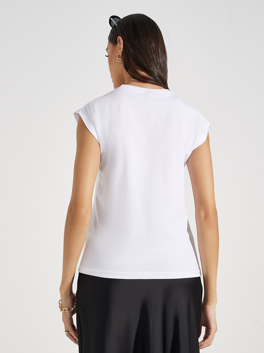 Regular Fit Cotton Cap Sleeves 100% Cotton T-Shirt
