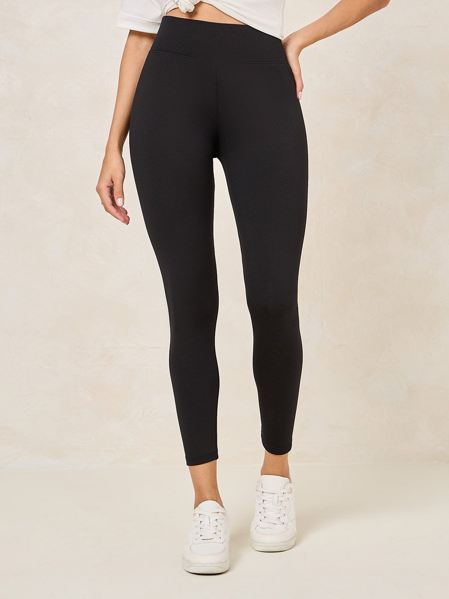 Basic Wide Waistband Super Stretch Ankle Length Leggings