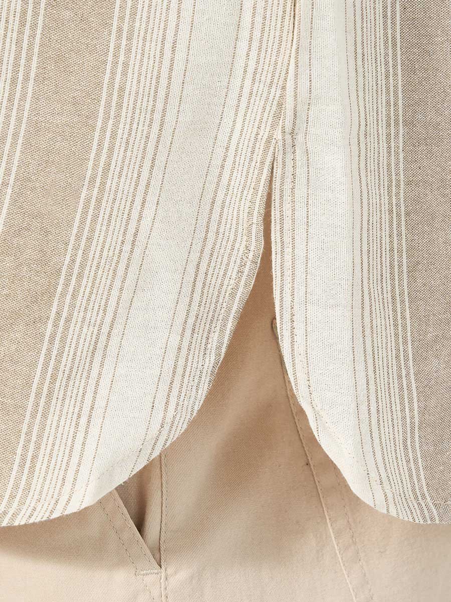Premium Cotton Striped Half Placket Relaxed Shirt