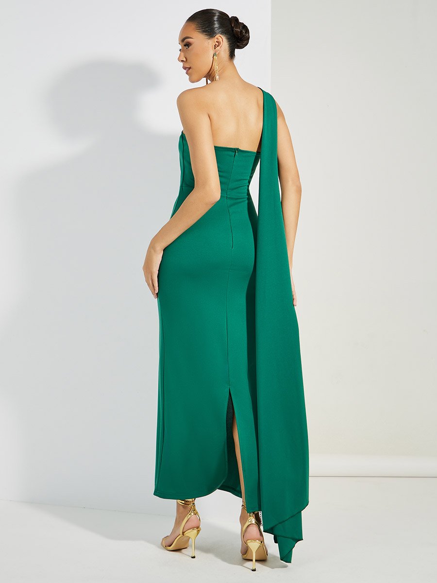 sachin and babi light blue dress PrettyLittleThing PLT Label Monochrome Slinky Plunge Draped Maxi Dress