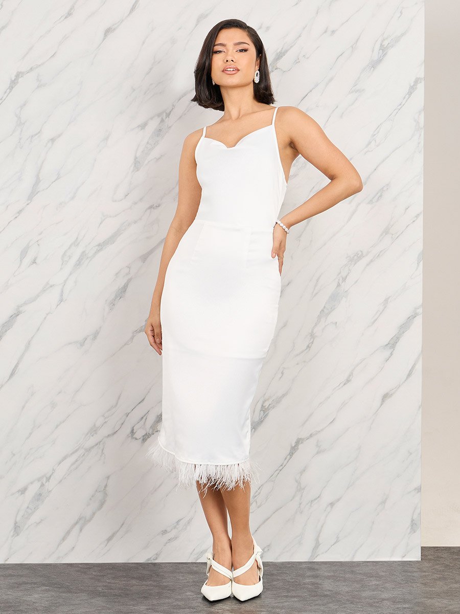 princess polly baby blue dress Coast Feather Bardot Shift Dress, Ivory