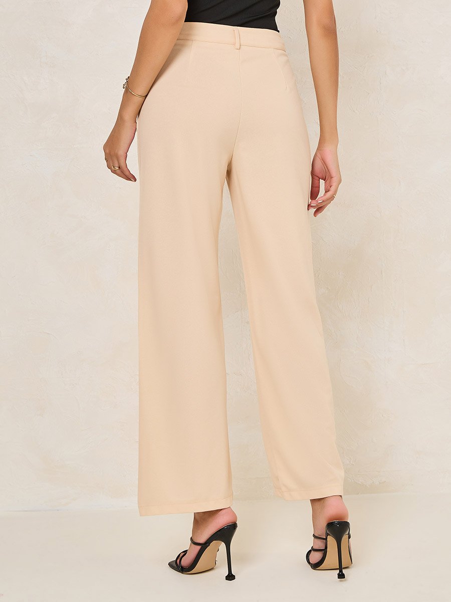Solid Straight Fit Pants with Patch Pocket