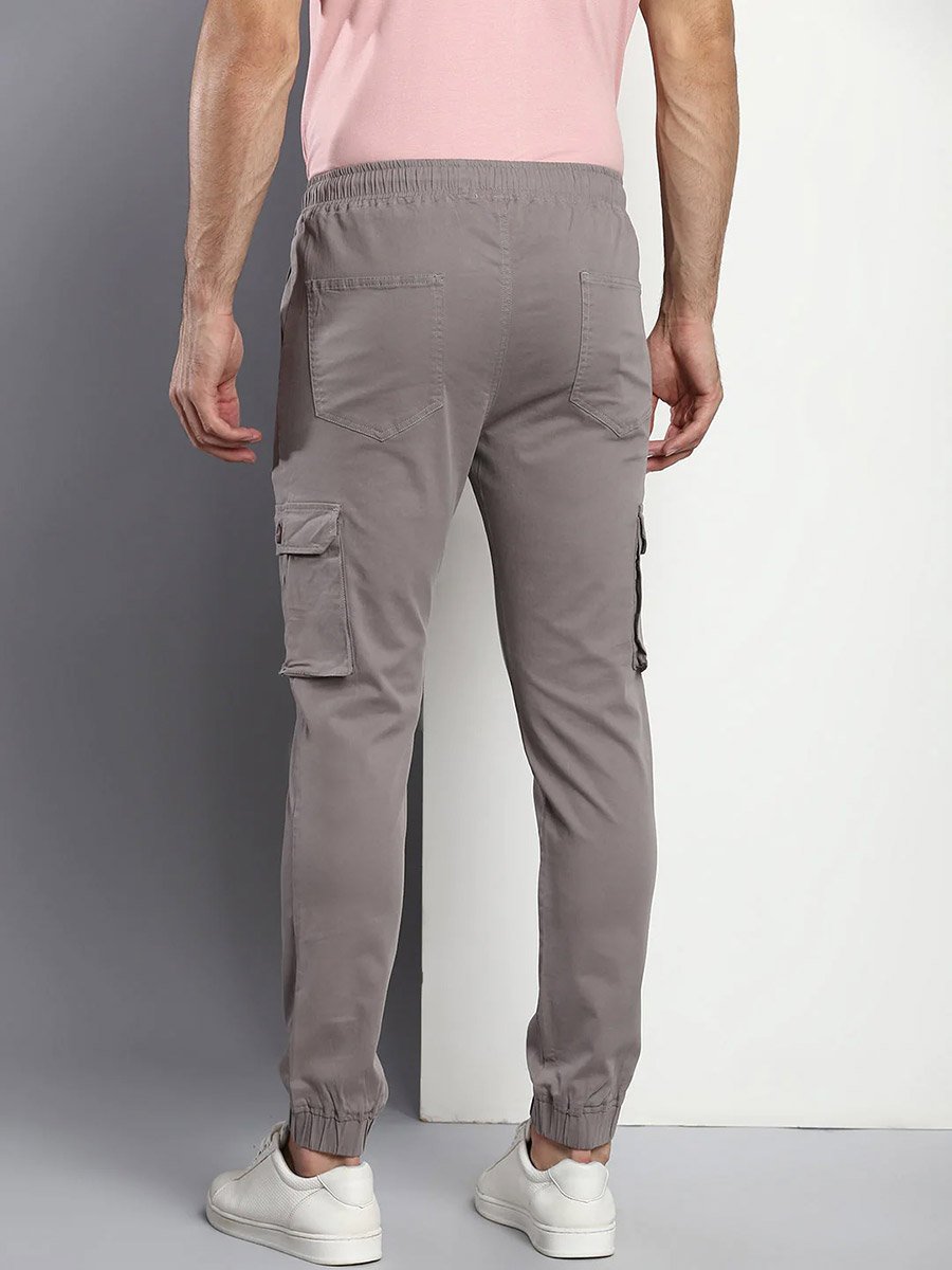 Solid Mid Rise Slim Fit Cargo Joggers