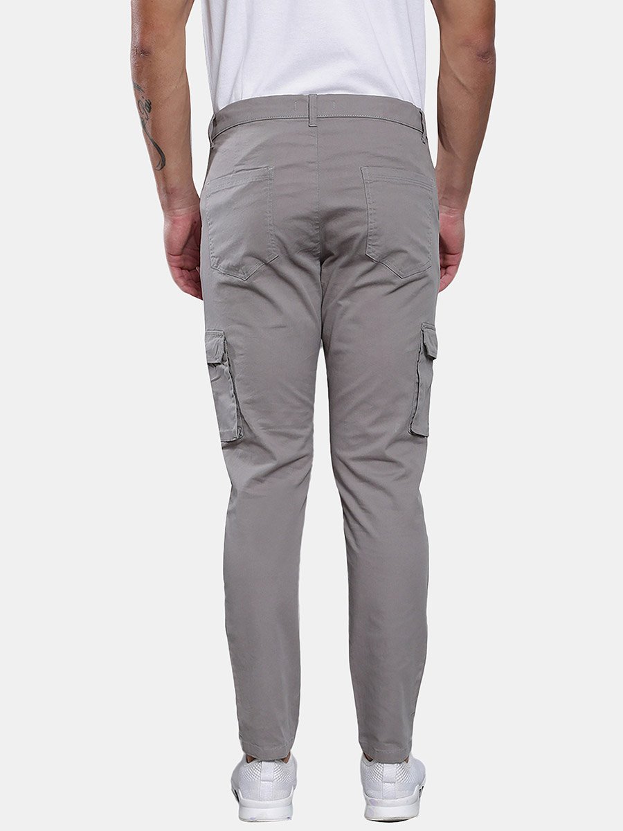 Solid Tapered Fit Cargo Trousers