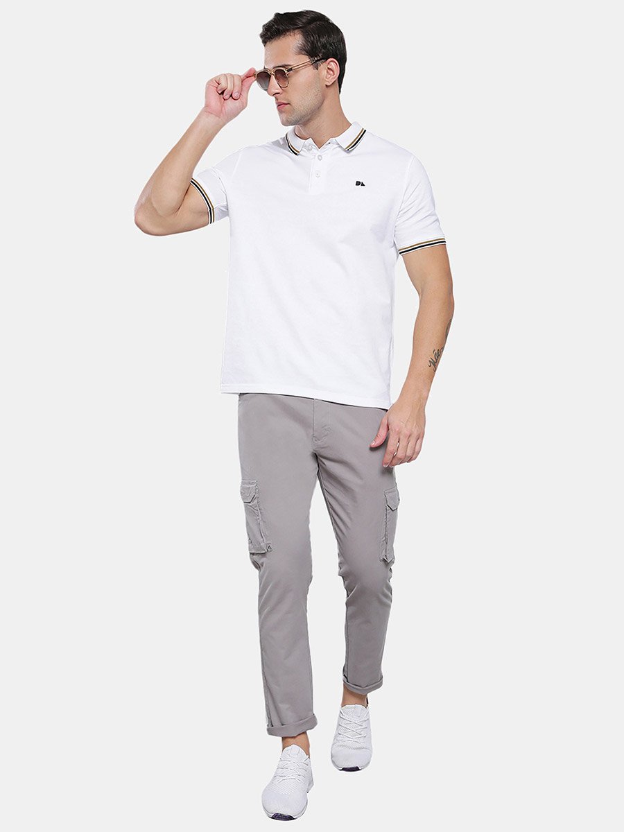 Solid Tapered Fit Cargo Trousers