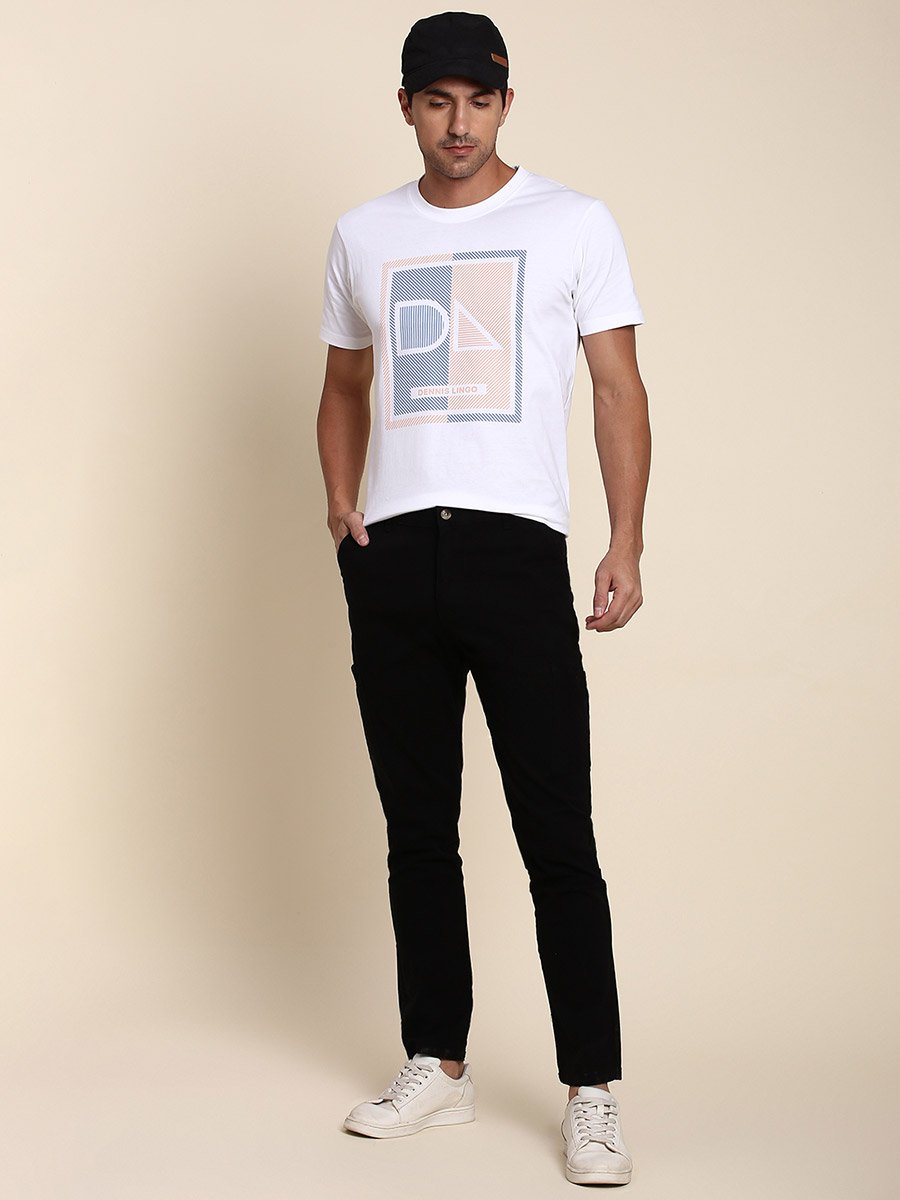 Solid Mid Rise Slim Fit Cargo Trousers 