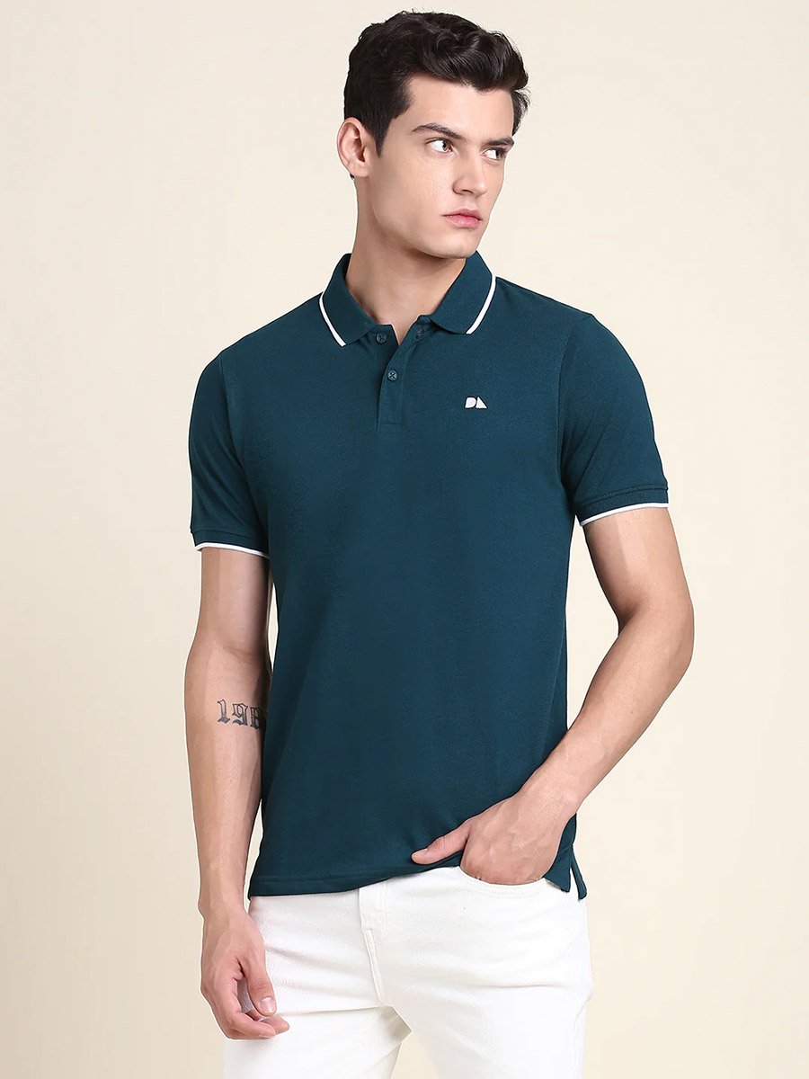 Embroidery Detail Contrast Hem Polo 