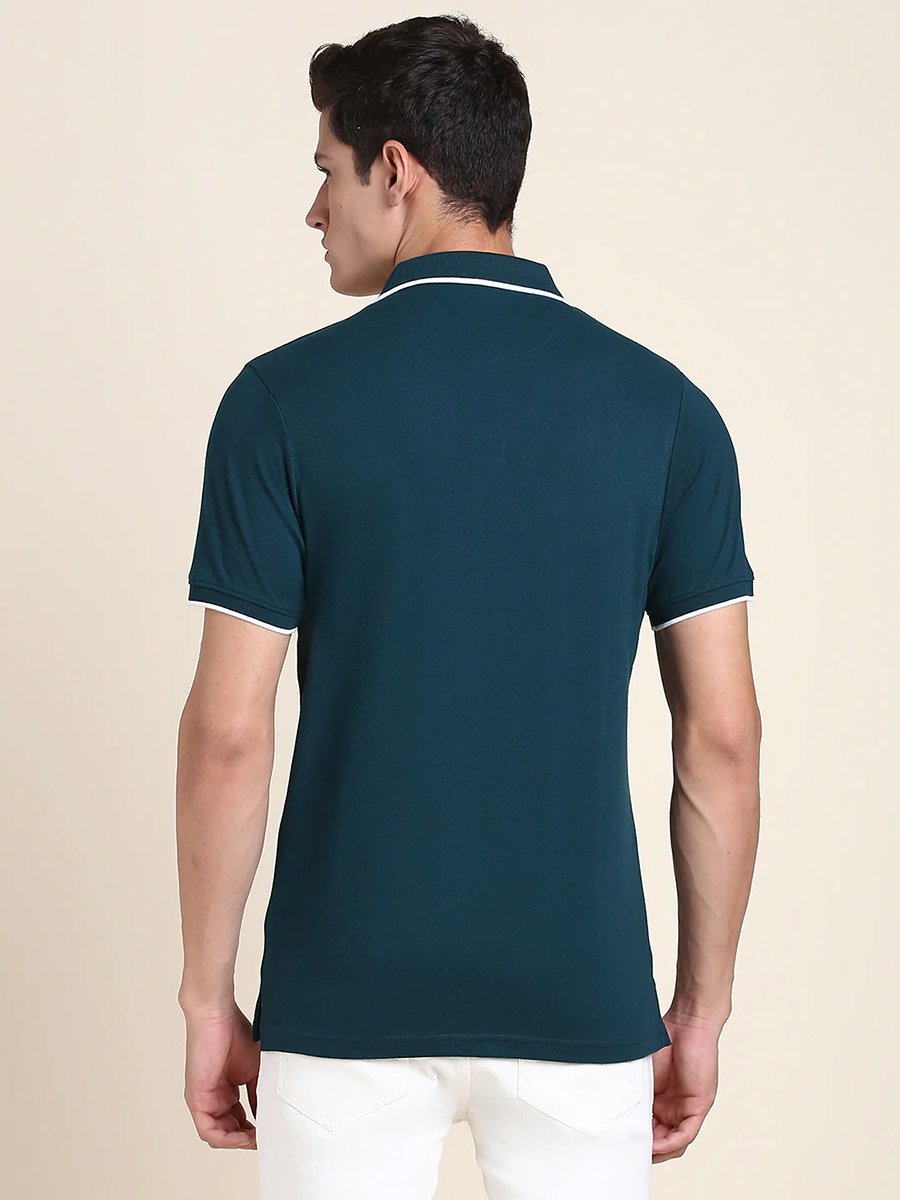 Embroidery Detail Contrast Hem Polo 