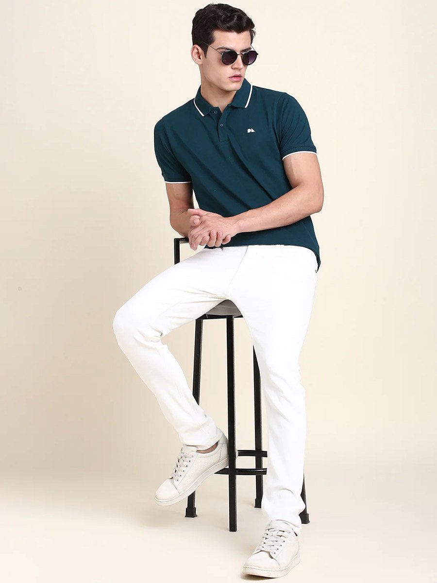 Embroidery Detail Contrast Hem Polo 