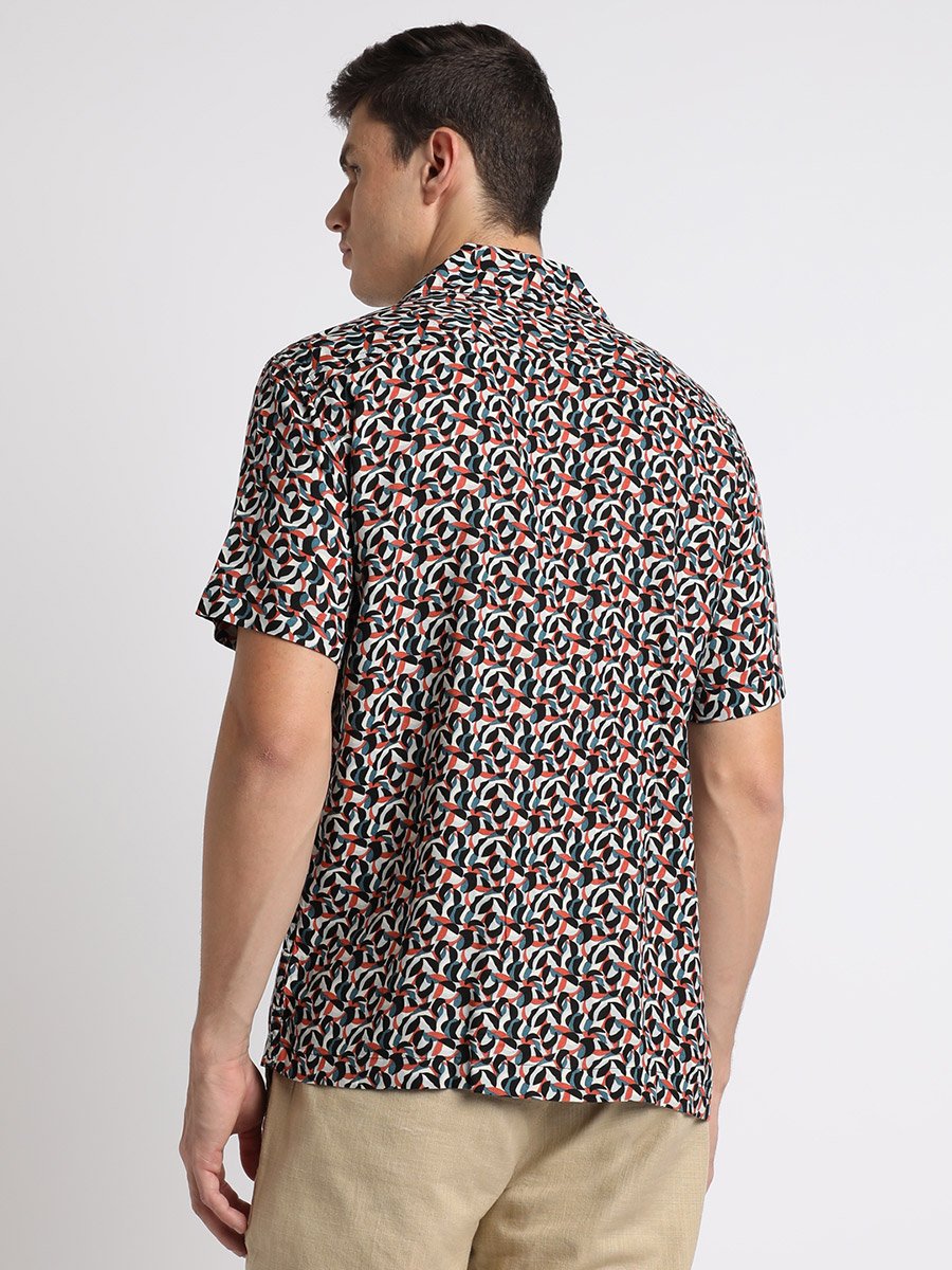 All Over Print Regular Fit Shirt with Short Sleeves