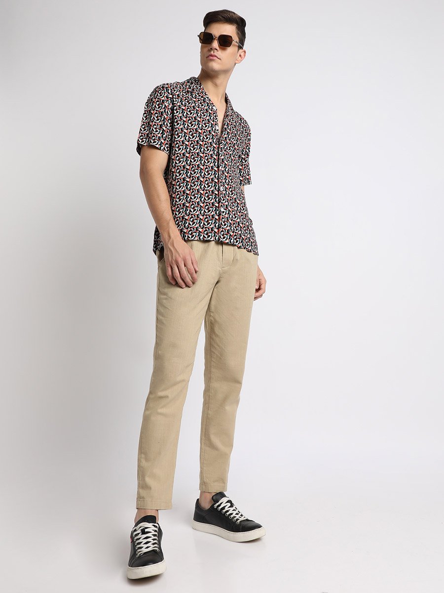 All Over Print Regular Fit Shirt with Short Sleeves