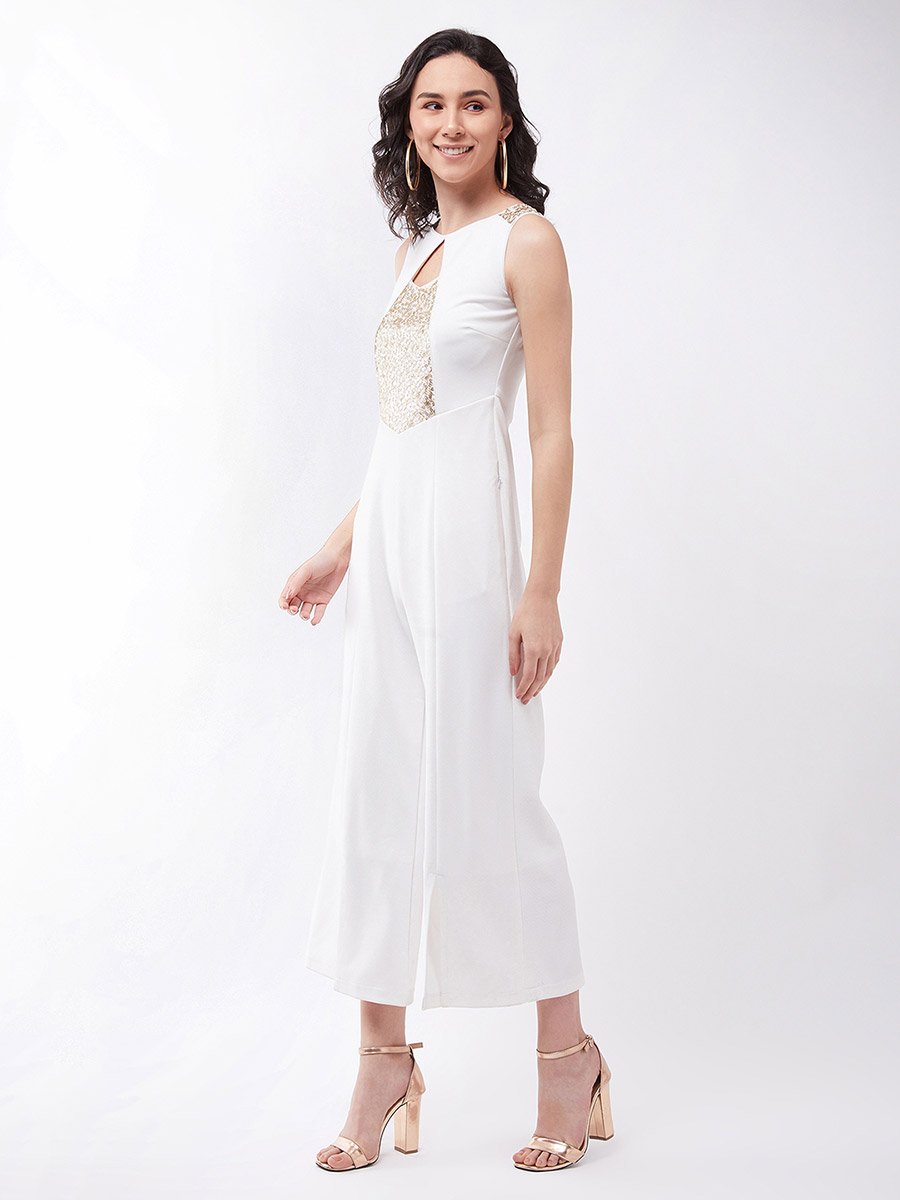 A Beautiful Morning Sequined Jumpsuit Off-White