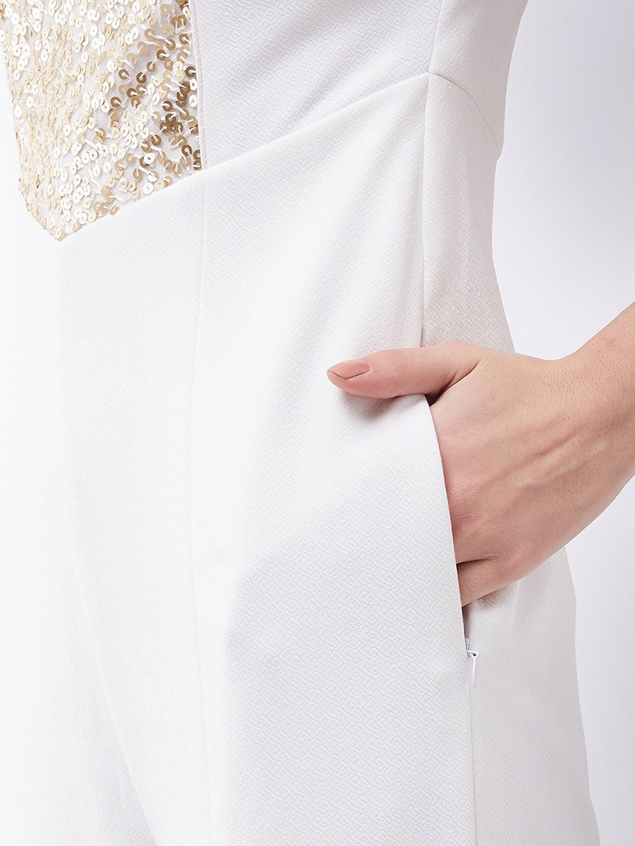 A Beautiful Morning Sequined Jumpsuit Off-White