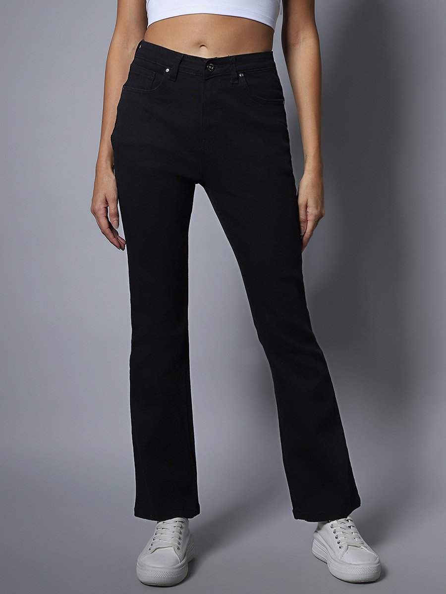 Solid Mid Rise Bootcut Jeans