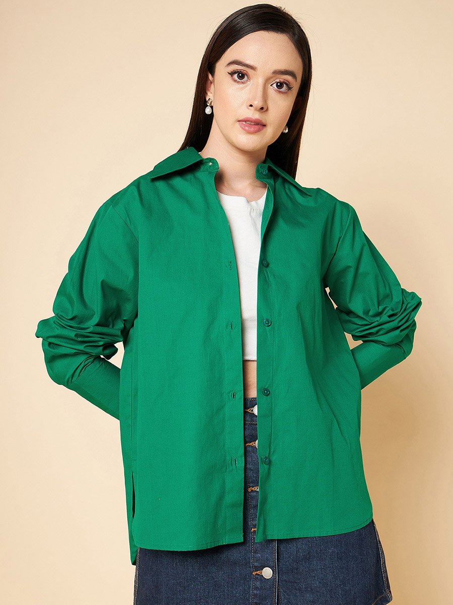 Oversized High Low Hem Shirt with Long Sleeves