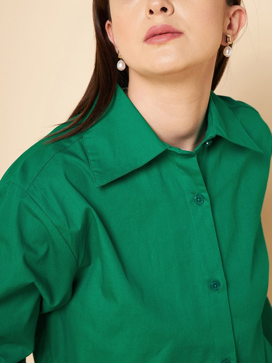 Oversized High Low Hem Shirt with Long Sleeves