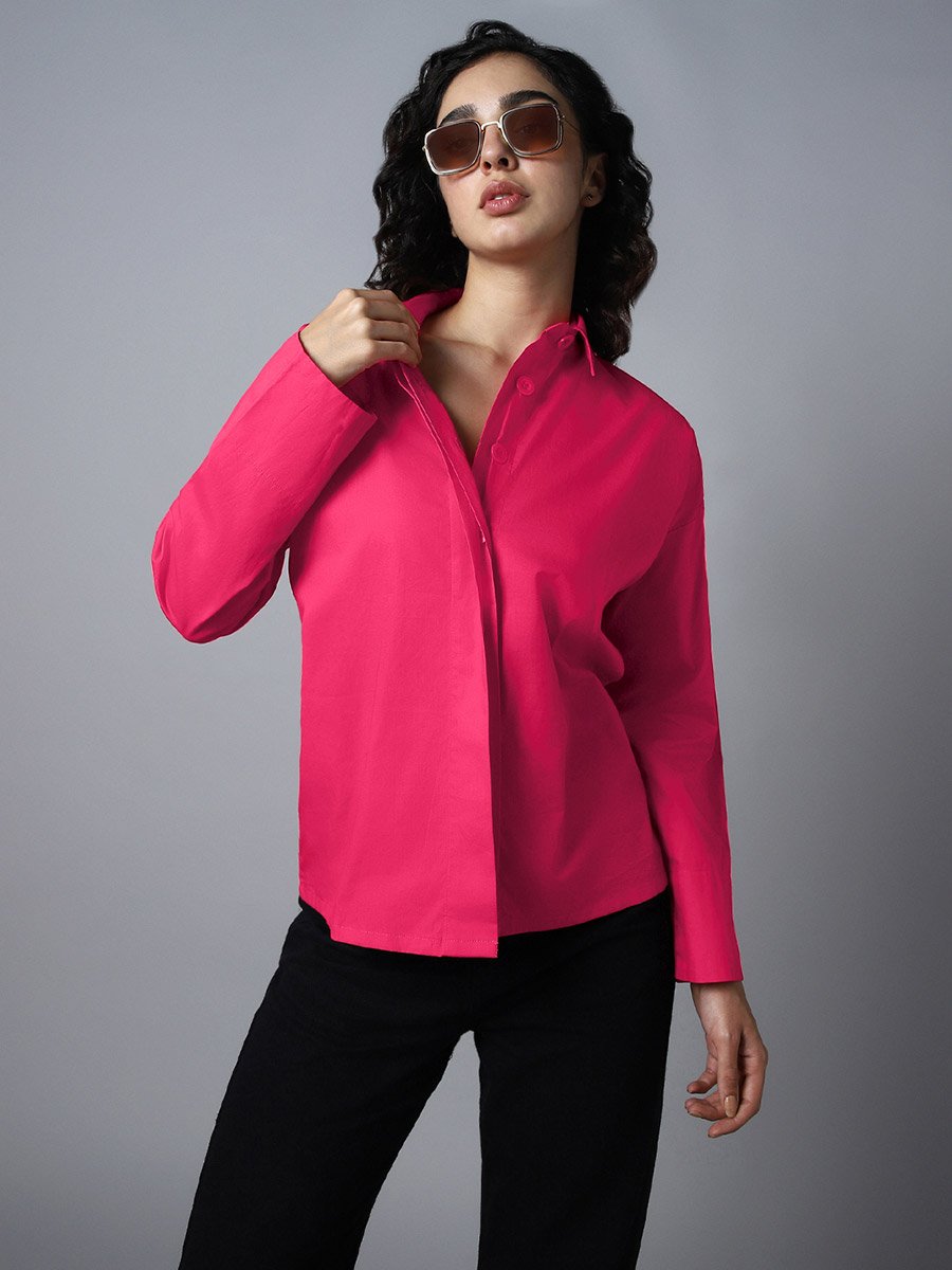 Solid Concealed Placket Regular Fit Shirt