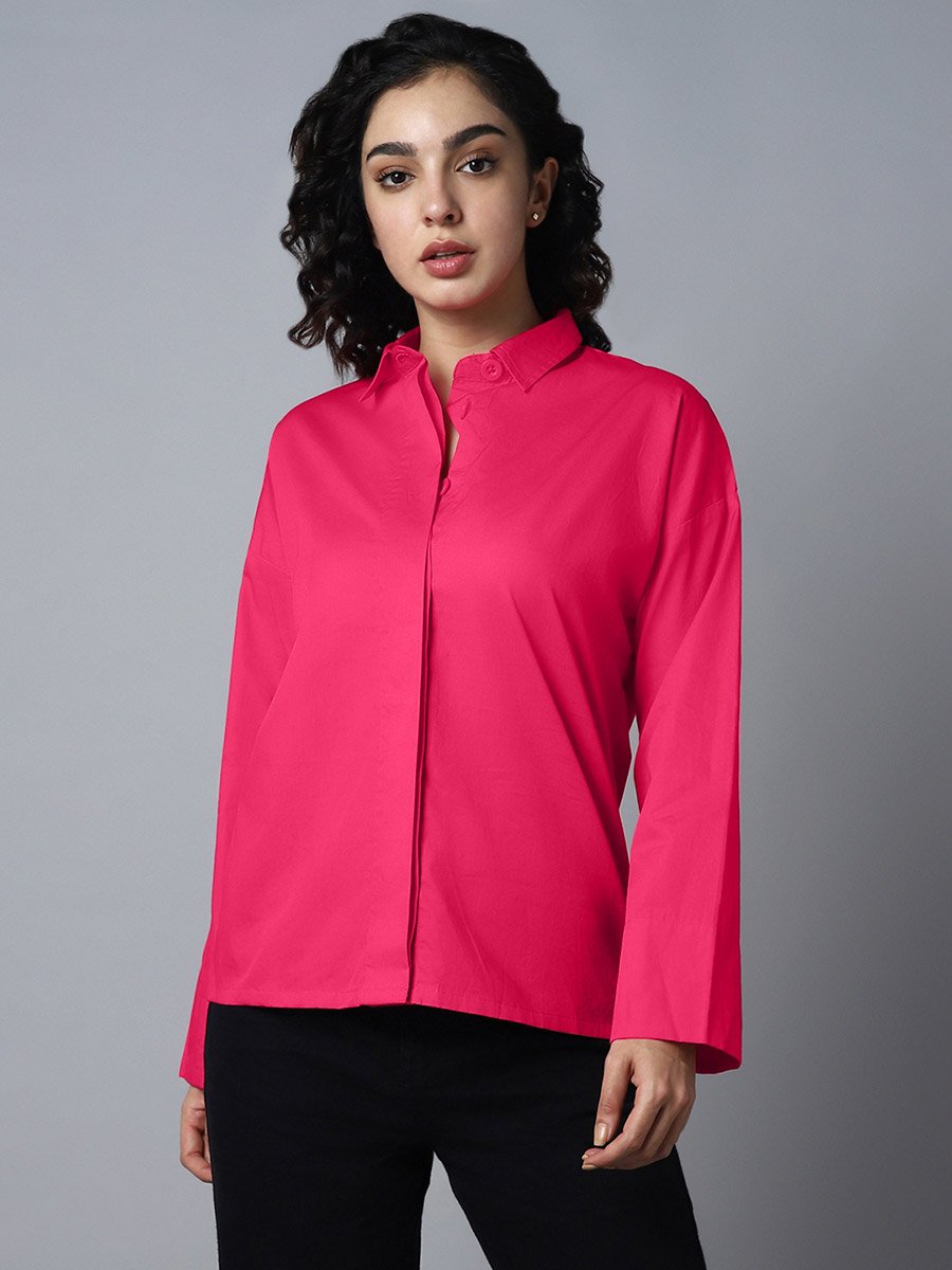 Solid Concealed Placket Regular Fit Shirt