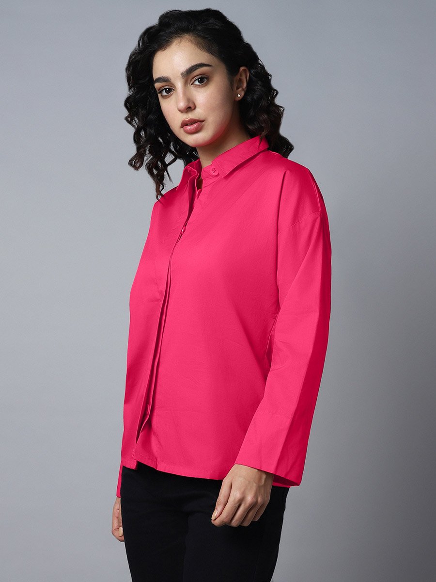 Solid Concealed Placket Regular Fit Shirt