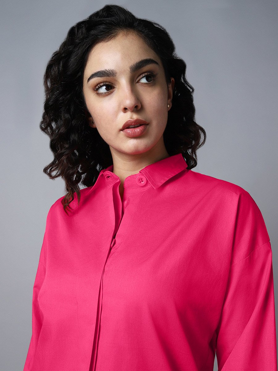 Solid Concealed Placket Regular Fit Shirt