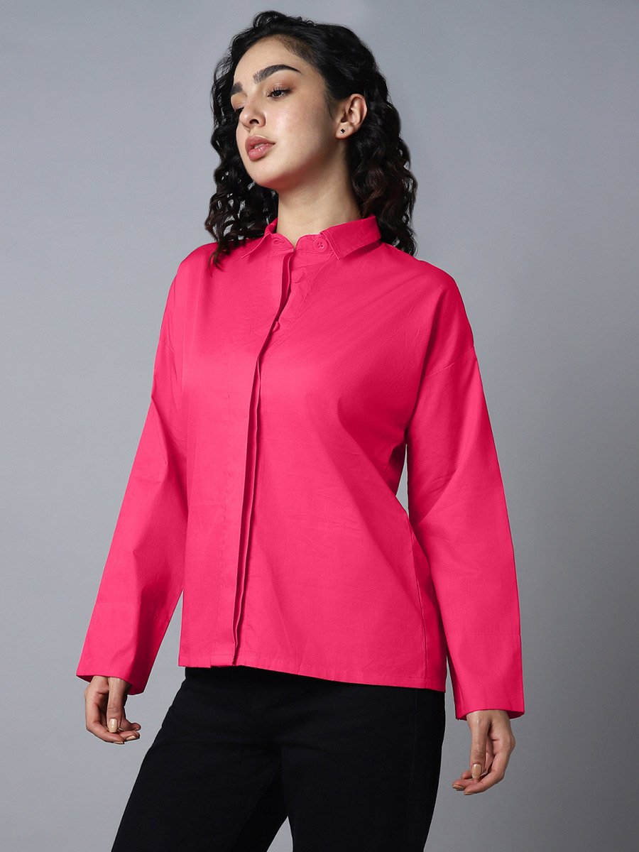Solid Concealed Placket Regular Fit Shirt