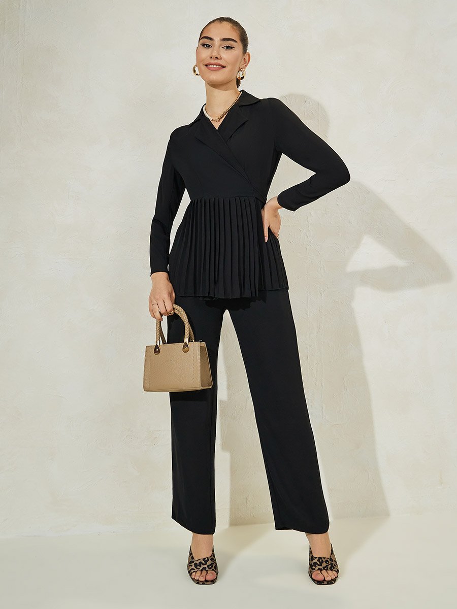 Pleated Blazer and Tailored Pants Co-Ords