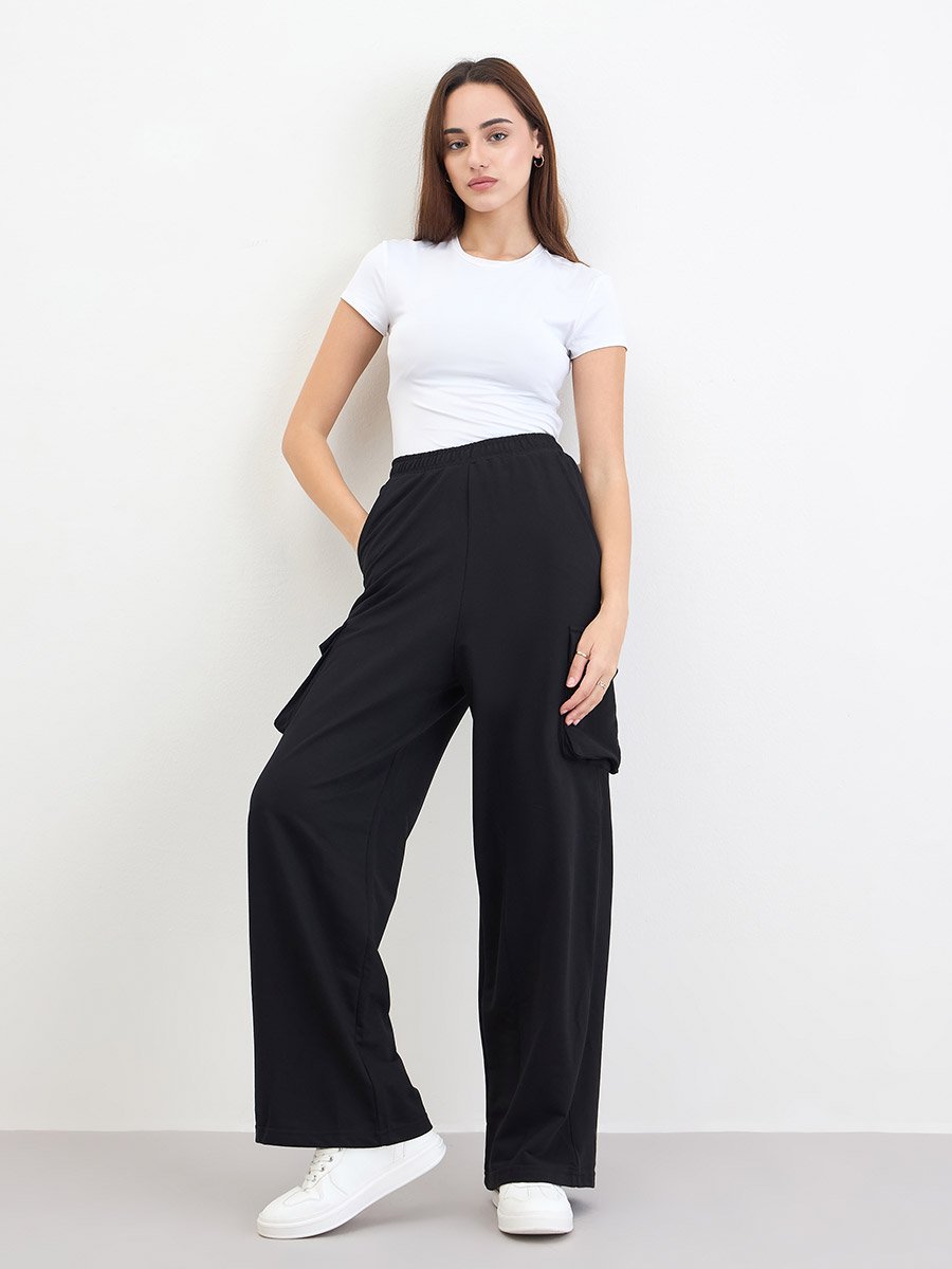 High Rise Wide Leg Cargo Joggers