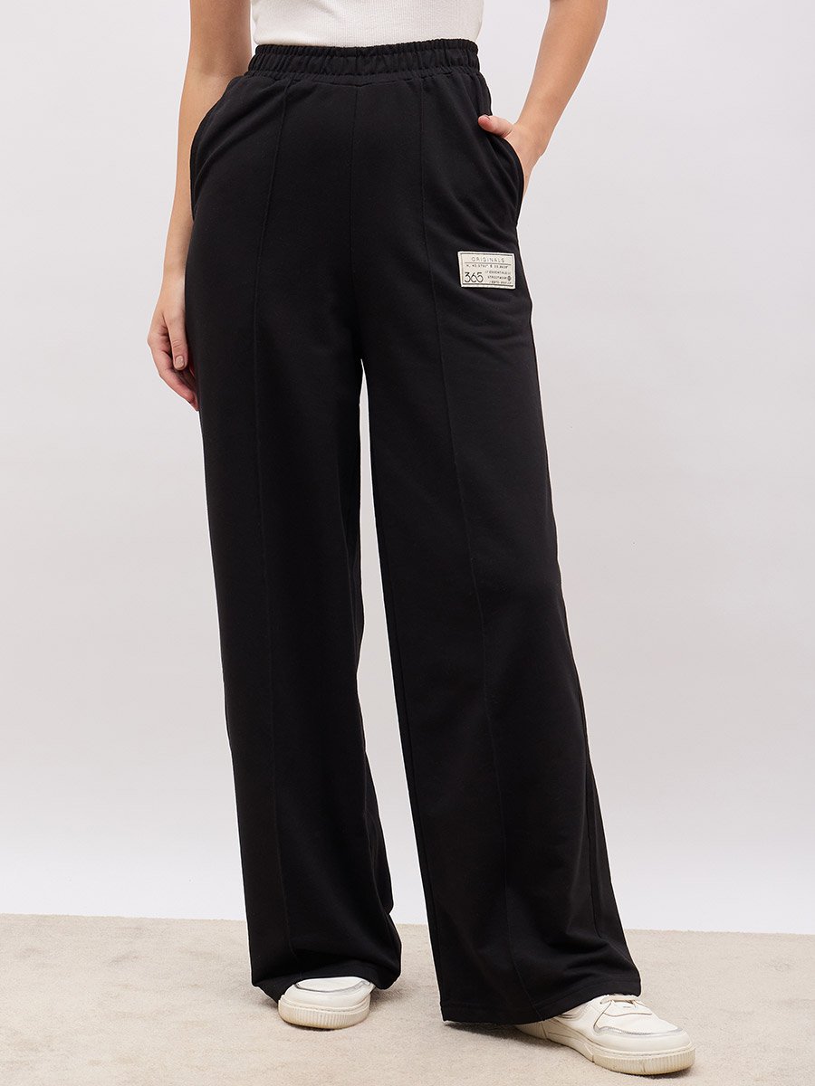 Women Wide Leg Joggers with Badge Detail