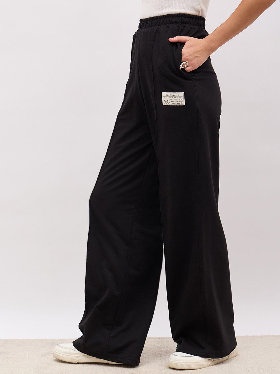 Women Wide Leg Joggers with Badge Detail