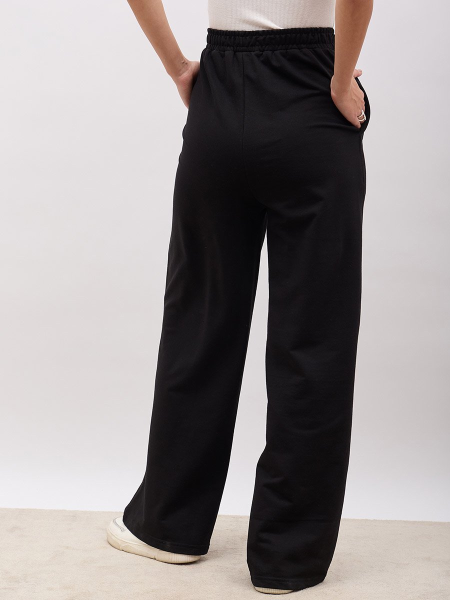 Women Wide Leg Joggers with Badge Detail